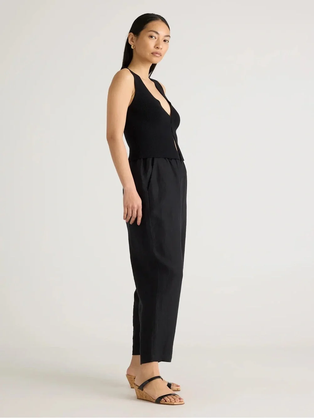 Quince Black 100% European Linen Pants